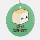 Tofu-rijke Emoji Keramisch Ornament (Links)