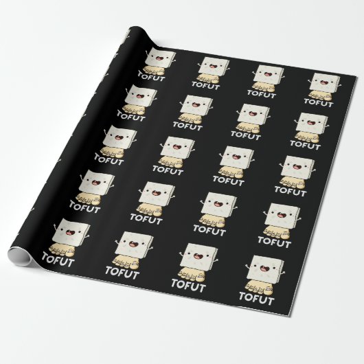 Tofut Funny Tofu Pun Dark BG Cadeaupapier (Uitgerold)