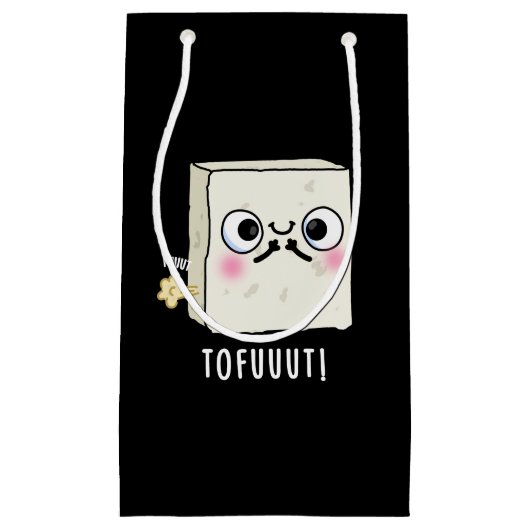 Tofuut Funny Farting Tofu Pun Dark BG Klein Cadeauzakje (Voorkant)