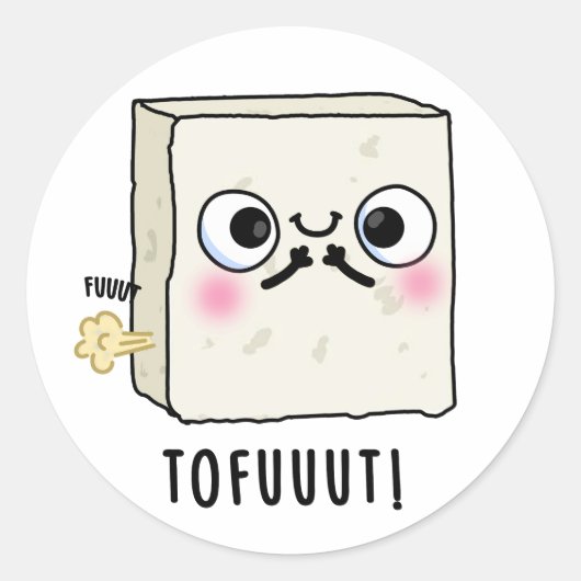 Tofuut Funny Farting Tofu Pun Ronde Sticker (Voorkant)