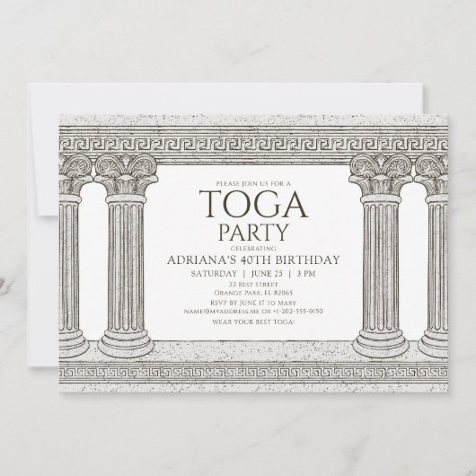 Toga Birthday Party nodigt uit tot stenen kolommen Kaart (Voorkant)