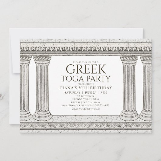 Toga Birthday Party nodigt uit tot stenen kolommen Kaart (Voorkant)