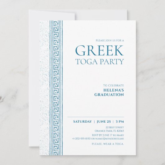 Toga-feest in het blauw met Griekse stenelementen Kaart (Voorkant)