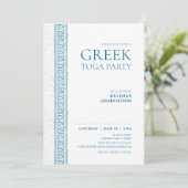 Toga-feest in het blauw met Griekse stenen element Kaart (Staand voorkant)