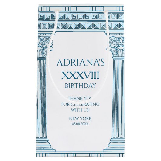 Toga feest met Griekse meander patroon en kolommen Klein Cadeauzakje (Voorkant)