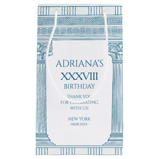 Toga feest met Griekse meander patroon en kolommen Klein Cadeauzakje (Voorkant)