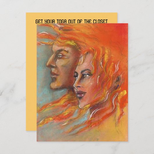 TOGA PARTIJINVITATIE INVITE MET GRIEKS GOD GODDESS KAART (Voorkant / Achterkant)