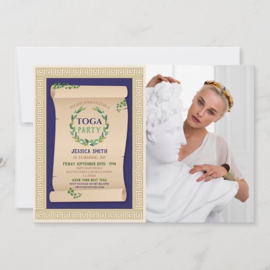 Toga Party Ancient Roman Birthday Ivy Scroll Foto Kaart (Voorkant)