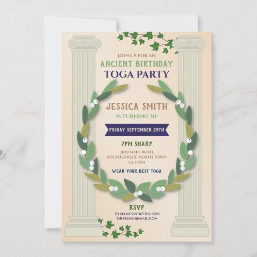 Toga Party Birthday Ivy Scroll Ancient Roman Kaart (Voorkant)