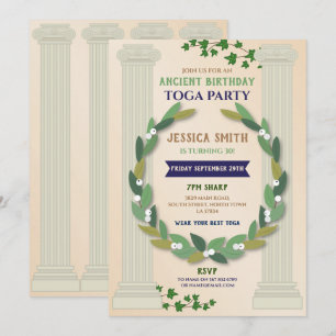 Toga Party Birthday Ivy Scroll Ancient Roman Kaart