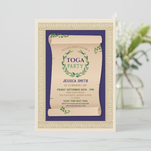 Toga Party Oude Romeinse Verjaardag Ivy Scroll Kaart (Staand voorkant)