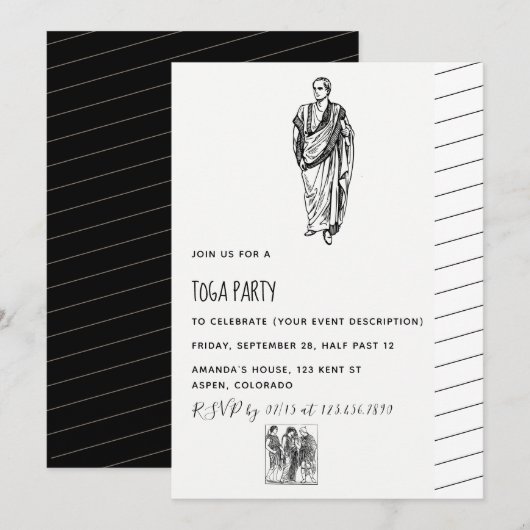 Toga Party Theme Invitation Kaart (Voorkant / Achterkant)