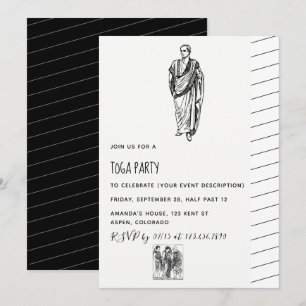 Toga Party Theme Invitation Kaart