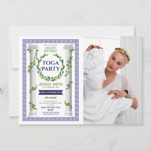 Toga Party Verjaardag Ivy Scroll Oude Romeinse fot Kaart (Voorkant)