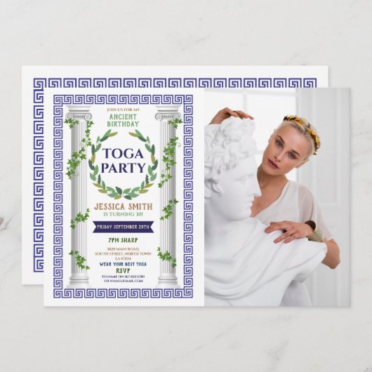 Toga Party Verjaardag Ivy Scroll Oude Romeinse fot Kaart (Voorkant / Achterkant)
