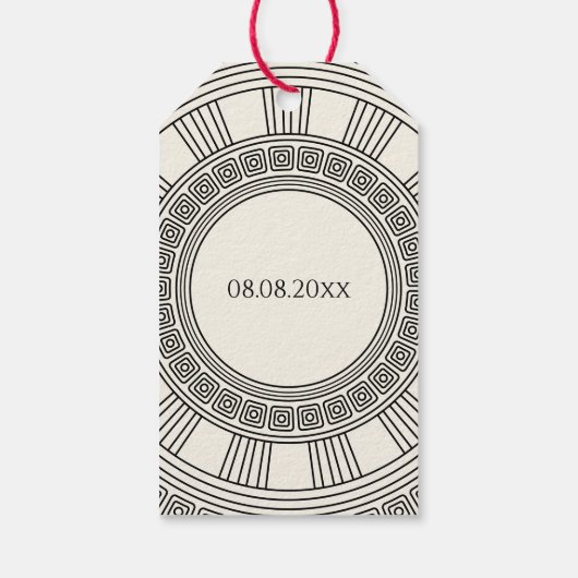 Toga themafeest met Grieks sleutelpatroon Cadeaulabel (Achterkant)