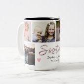 Together Always, My Sister – Custom 6-Photo Mug Tweekleurige Koffiemok (Voorkant links)