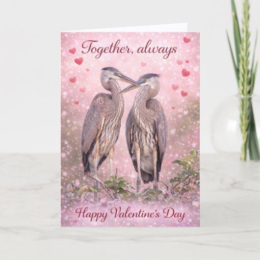 Together, Always – Romantic Heron Valentine’s Day  Feestdagen Kaart (Voorkant)