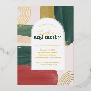 Together en Merry Modern kerstfeest Invitati Folie Uitnodiging