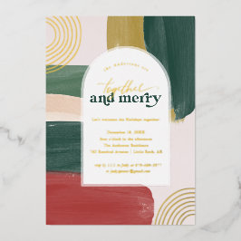 Together en Merry | Modern kerstfeest Invitati Folie Uitnodiging