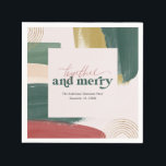 Together en Merry | Modern kerstfeest Napkins Servet<br><div class="desc">Met prachtige abstracte penseelstreken die uw persoonlijke voorkeur bepalen. Moderne kleurenpalet en goudaccenten maken dit ontwerp met een moderne flair. Klassieke aardtonen van verbluffende kopertoon en donkergroen zijn perfect voor de feestdagen. Kerstmis is om te feesten, en de komende feestdagen zullen je genoeg kansen geven om vrolijk te zijn. Wanneer...</div>