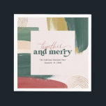 Together en Merry | Modern kerstfeest Napkins Servet<br><div class="desc">Met prachtige abstracte penseelstreken die uw persoonlijke voorkeur bepalen. Moderne kleurenpalet en goudaccenten maken dit ontwerp met een moderne flair. Klassieke aardtonen van verbluffende kopertoon en donkergroen zijn perfect voor de feestdagen. Kerstmis is om te feesten, en de komende feestdagen zullen je genoeg kansen geven om vrolijk te zijn. Wanneer...</div>
