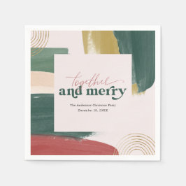 Together en Merry | Modern kerstfeest Napkins Servet