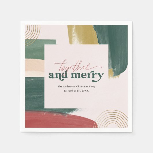 Together en Merry | Modern kerstfeest Napkins Servet (Voorkant)