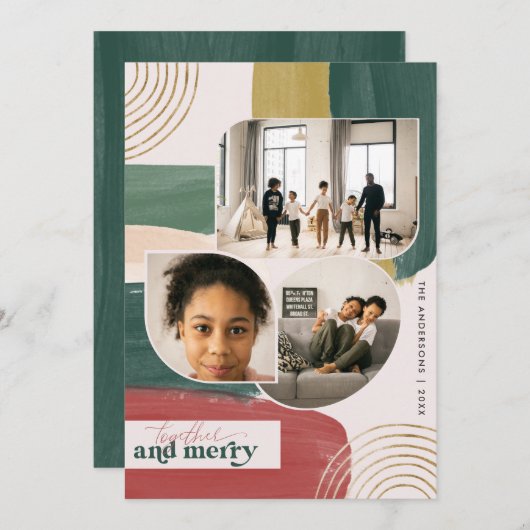 Together en Merry | Moderne Abstracte kerstfoto (Voorkant / Achterkant)