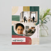 Together en Merry | Moderne Abstracte kerstfoto Folie Uitnodiging (Staand Voorkant)