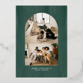 Together en Merry | Moderne Abstracte kerstfoto Folie Uitnodiging (Achterkant)