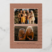 Together en Merry | Vijf nostalgische kerstfoto's Folie Feestdagenkaart (Voorkant)