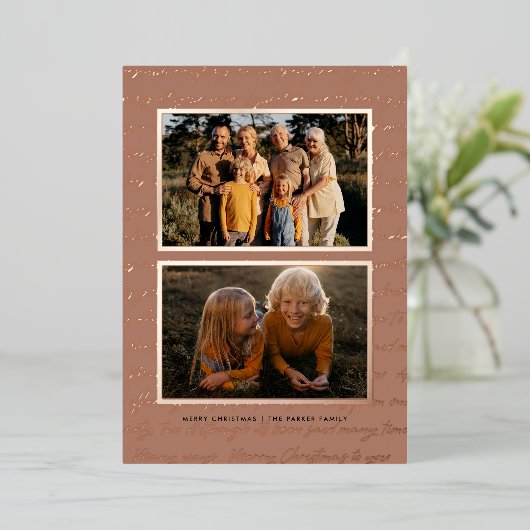 Together en Merry | Vijf nostalgische kerstfoto's Folie Feestdagenkaart (Staand Voorkant)