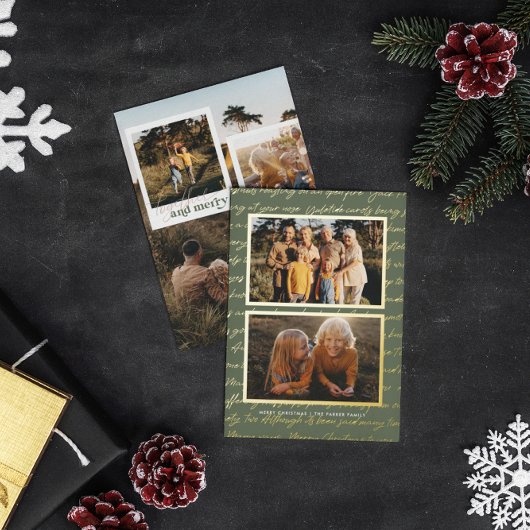 Together en Merry | Vijf nostalgische kerstfoto's Folie Feestdagenkaart