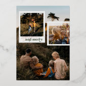 Together en Merry | Vijf nostalgische kerstfoto's Folie Feestdagenkaart (Achterkant)