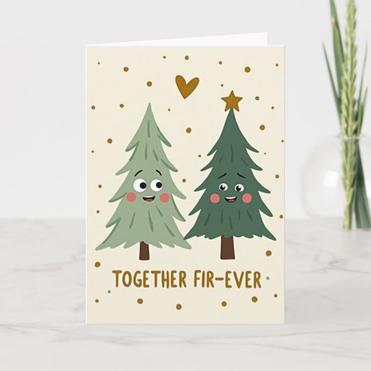 Together Fir Ever Cute Christmas Card Kaart (Voorkant)
