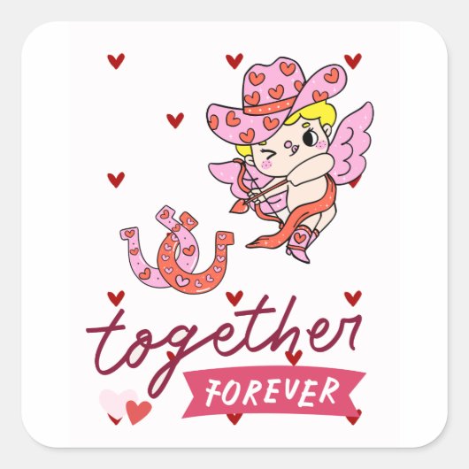 TOGETHER FOREVER COUNTRY STYLE  VIERKANTE STICKER (Voorkant)