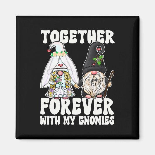 Together Forever Gnomes Mrs Bride Mr Groom voor We Magneet (Voorkant)