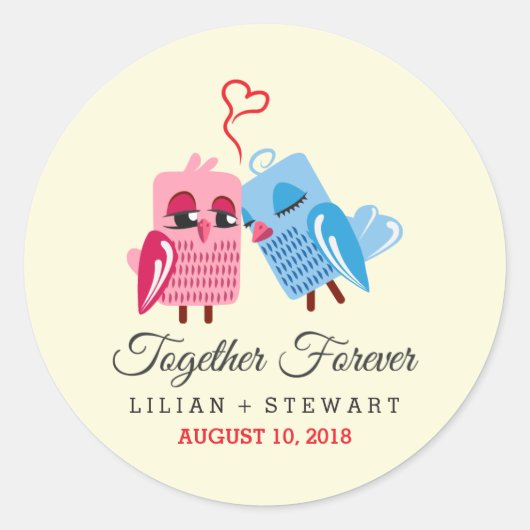 Together Forever Love vogels Weddenschap stickers (Voorkant)