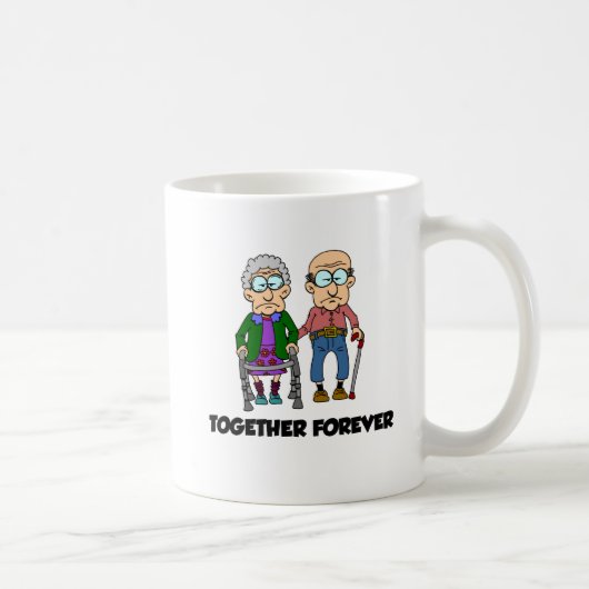 Together Forever Old Couple Cartoon Funny Mug Koffiemok (Rechts)