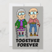 Together Forever Old Couple Jubileum Kaart (Voorkant)