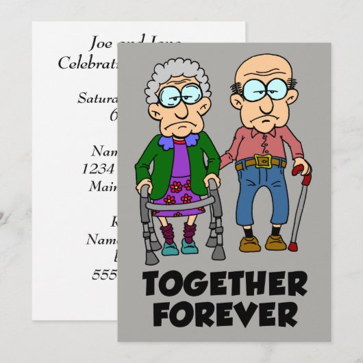 Together Forever Old Couple Jubileum Kaart (Voorkant / Achterkant)