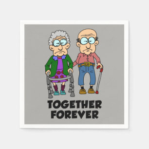Together Forever Old Couple Jubileum Napkins Servet