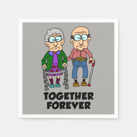Together Forever Old Couple Jubileum Napkins Servet (Voorkant)