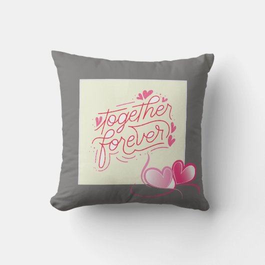 "Together Forever" Pink Hearts paar cadeau Kussen (Voorkant)