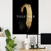 TOGETHER Gold Abstract Brushstroke Art for Couples Poster (Thuiskantoor)