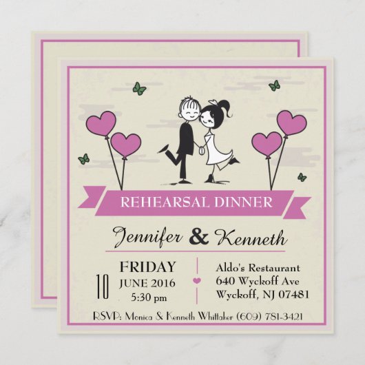 Together Groom & Bride Uitnodiging (Voorkant / Achterkant)