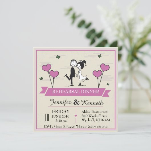 Together Groom & Bride Uitnodiging (Staand voorkant)