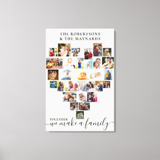 Together Heart Shaped Photo Collage Persoonlijk Canvas Afdruk (Voorkant)