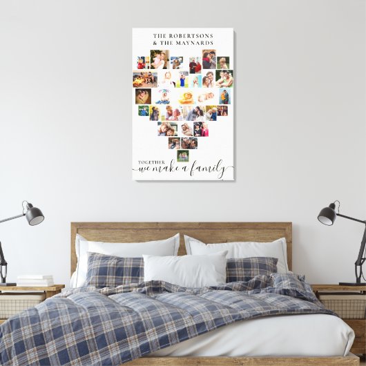 Together Heart Shaped Photo Collage Persoonlijk Canvas Afdruk (Insitu (Slaapkamer))